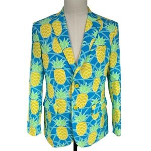 OppoSuits Men's Pineapple Print Party Blazer Multicolor Size 38 Tropical Party